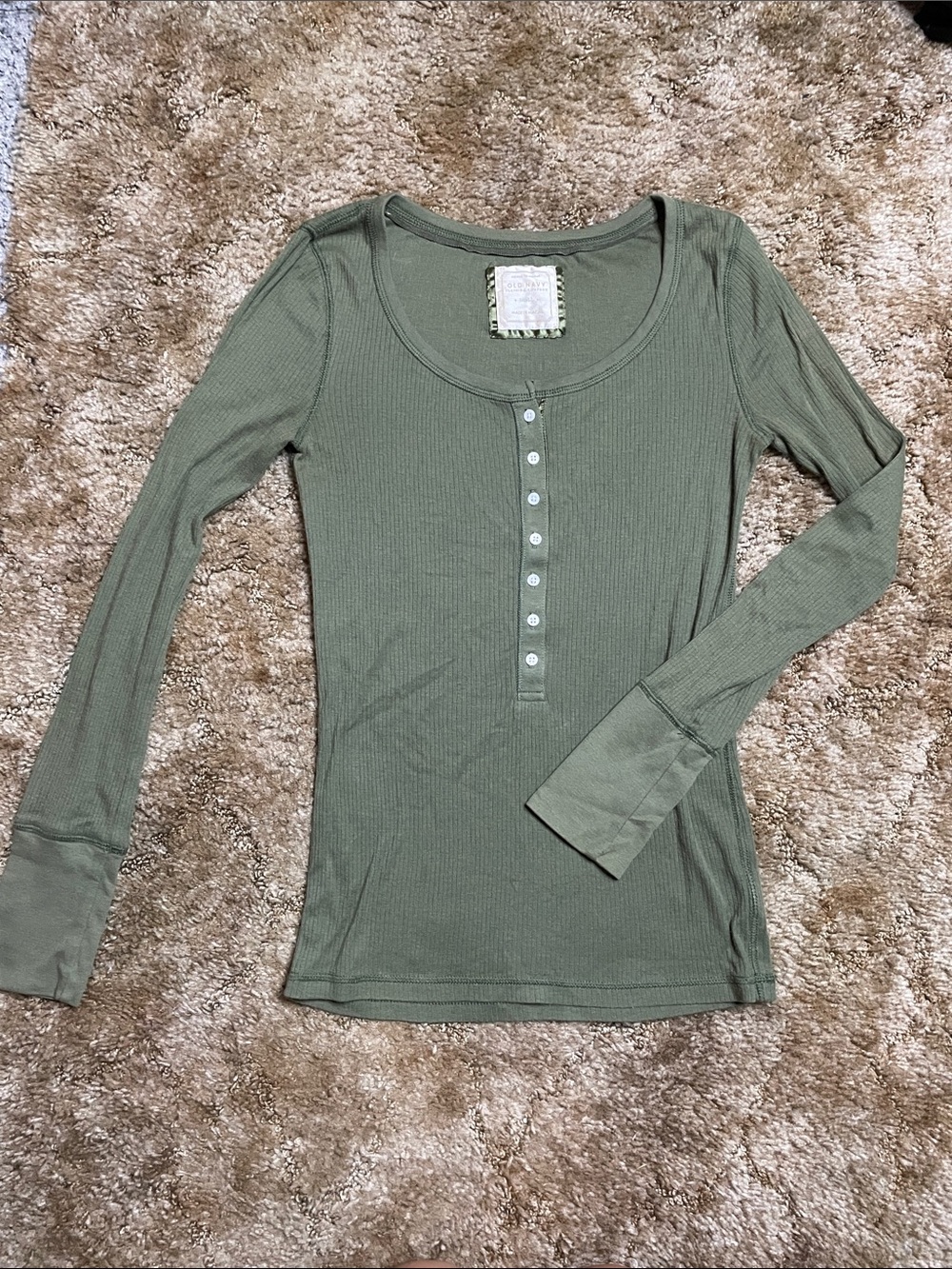 Old Navy Y2K 2000s Style Long Sleeve Fitted Shirt Size Small